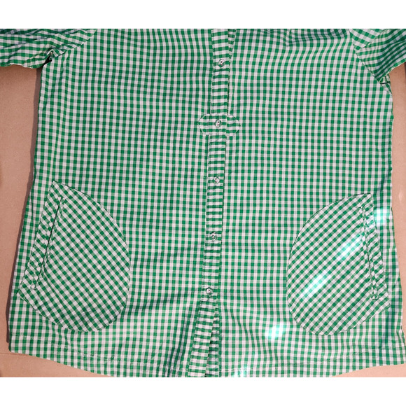 VTG Joan Rivers Green Gingham Button Top Large - Picture 12 of 12